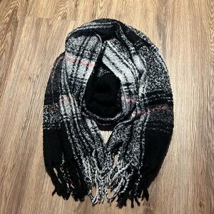 Gray and Pink Plaid Scarf